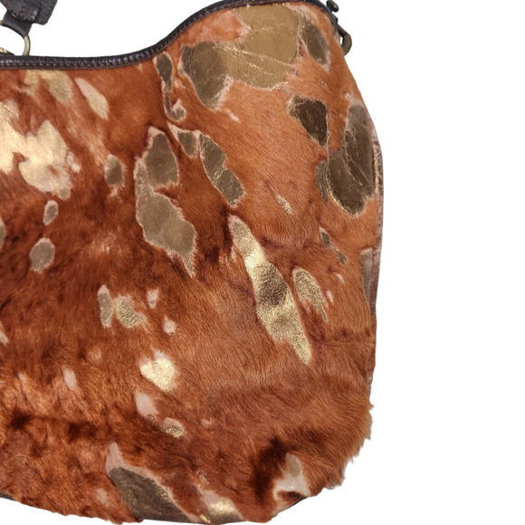 Maurizio Taiuti Vintage Cowhide Italian Purse Brown / Gold Slouchy Boho Country - Picture 6 of 13